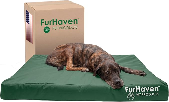 Furhaven Water-Resistant Memory Foam Bed for Large Dogs w/ Removable Washable Cover, Up to 125 lbs - Indoor/Outdoor Logo Print Oxford Polycanvas Mattress - Forest, Jumbo Plus/XXL, 53.0" x 40.0" x 5.0"