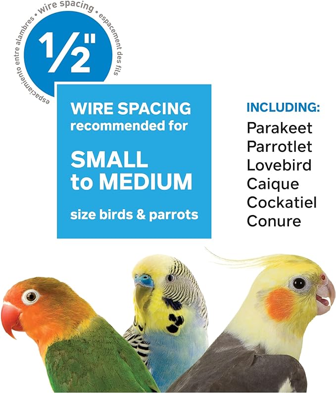 Prevue Pet Products Clear View Glass Bird Cage Crystal Palace for Small Birds - White Frame