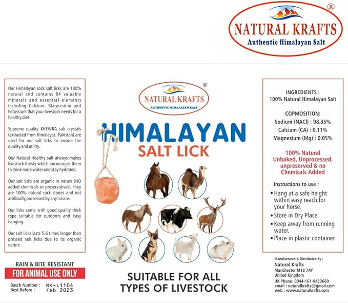 Himalayan Salt Lick on Ropes for Animals - All Natural Pure Mineral Block - Himalayan Salt Block for Deer, Salt Block for Horses, Cows, and Other Livestock - 2.5 lbs Each Pack of 6