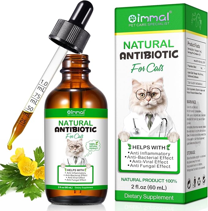 Cat Antibiotics for Infection Wounds,Natural Cat Antibiotics for UTI,for Cats Ear Infection & Upper Respiratory Infection & Infection Stomitas,Supports Immune & Cats Allergy Relief, Cats Multivitamin