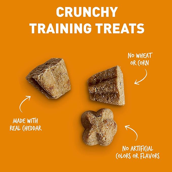 Cloud Star Tricky Trainers Crunchy Dog Training Treats 5 oz Pouch, Cheddar Flavor, Low Calorie Behavior Aid with 680 Treats