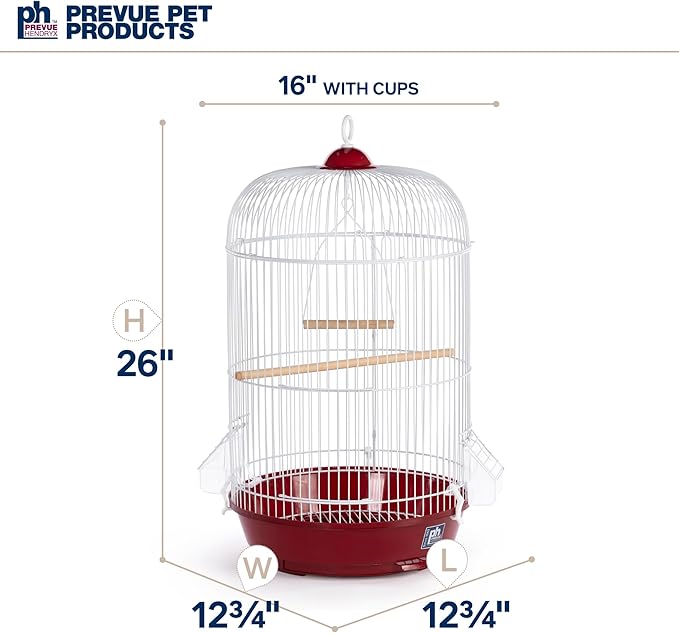 Prevue Hendryx Classic Round Bird Cage, Red, SP31999R,1/2"