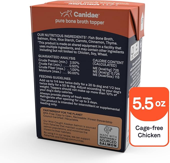 CANIDAE Pure Bone Broth Topper with Real Salmon & Rice Wet Dog Food, 5.5 oz. (Case of 12)