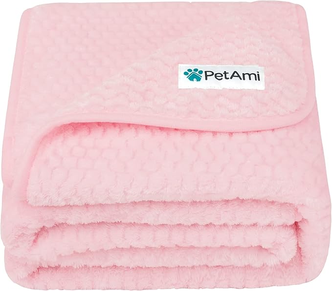 PetAmi Waterproof Dog Blanket, Leakproof XL Pet Blanket for Large Dogs, Furniture Sofa Couch Cover Protector, Fleece Cat Throw for Bed Crate Kennel, Reversible Washable Soft Plush, Twin 60x80 Pink