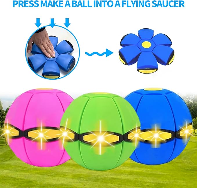 Dog Flying Disc Toy, Pet Toy Flying Saucer Ball with 3 Light for Dogs, Flying Saucer Ball Dog Toy Outdoor Toy Doggy Disc Ball, Outdoor Games Green+Pink 2PCS