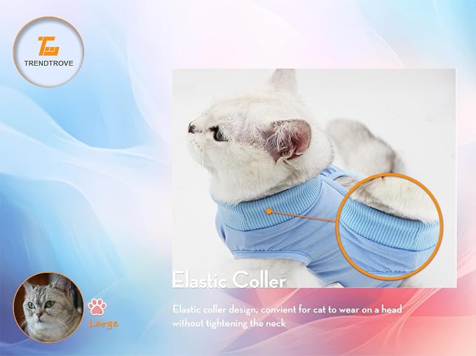 2PCS Cat Cone Collar and Cat Recovery Suit, Anti-Bite, Stop Licking Wounds, Adjustable Soft Elizabethan Cone, Cat Onesie for Female Cat After Surgery