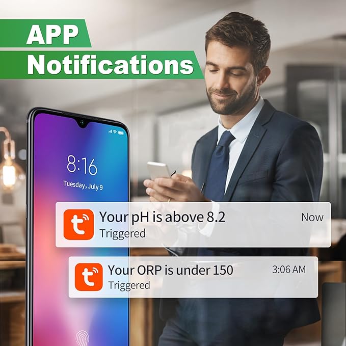Newest Smart Fish Tank Water Monitor 4-in-1 pH/TDS/EC/Temp 24h Online APP Monitoring for Freshwater Aquarium (WiFi Version)