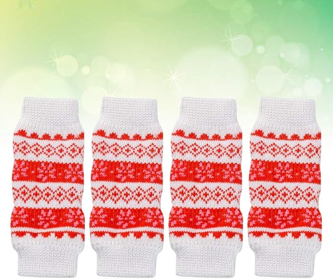 4pcs Pet Leg Ankle Sleeves Dirt Leg Cover - Urine Warm Knee Pad (Christmas Snow, Size S)- Christmas Decorations for Pet Cat