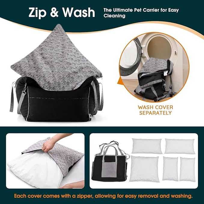 Small Dog Car Seat: Safe Comfy Travel Rides - Portable Multifuctional Puppy Bed for Carseat - Pet Booster Seats Up to 26lbs, Black