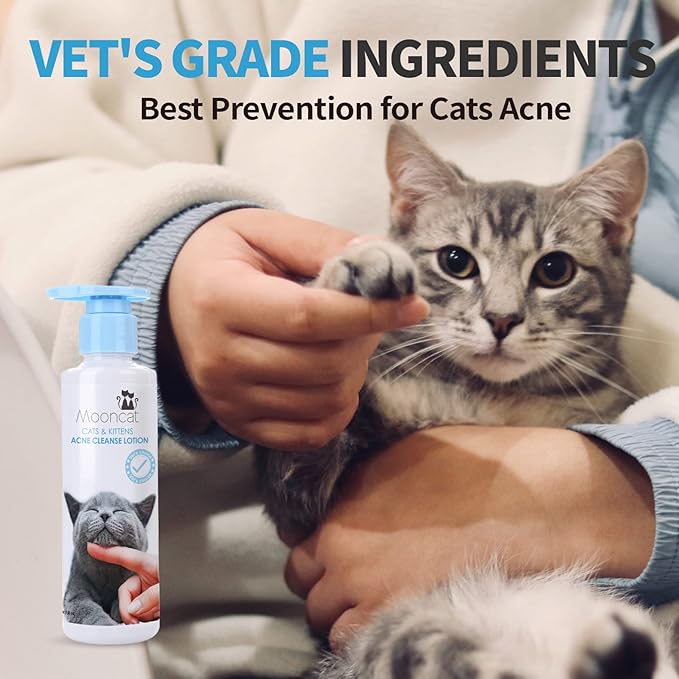 Mooncat Kitten & Cat Acne Chin Treatment | First Cuztomized Cat Acne Cleanse Lotion | Pionner in Cat Care Stuff | Concentrated Solution For Cat Chin & Tail | Prevention for Cats Acne -5 fl oz(150ml)