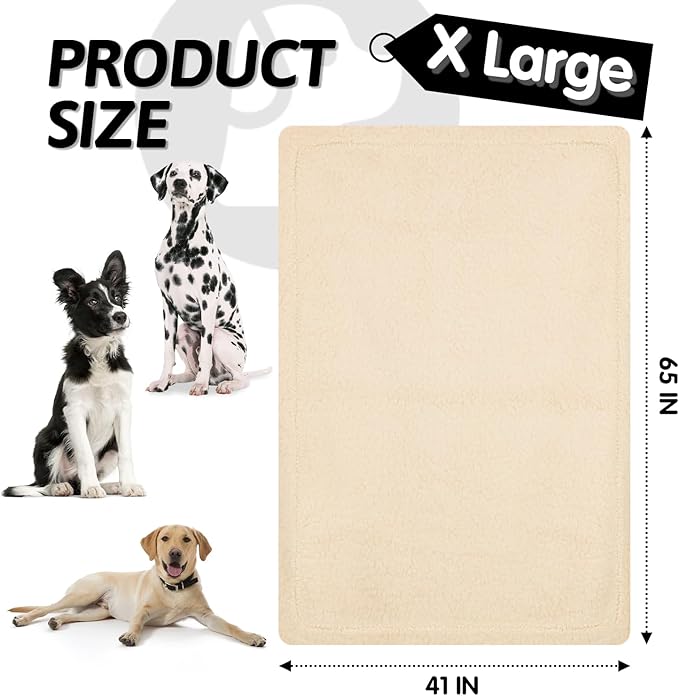 furrybaby Dog Blanket Soft Dog Blankets for Large Dogs Puppy Essentials Washable Sherpa Fleece Cat Blanket 41x65 Inches for Bed Furniture Couch Sofa (X Large, Beige)