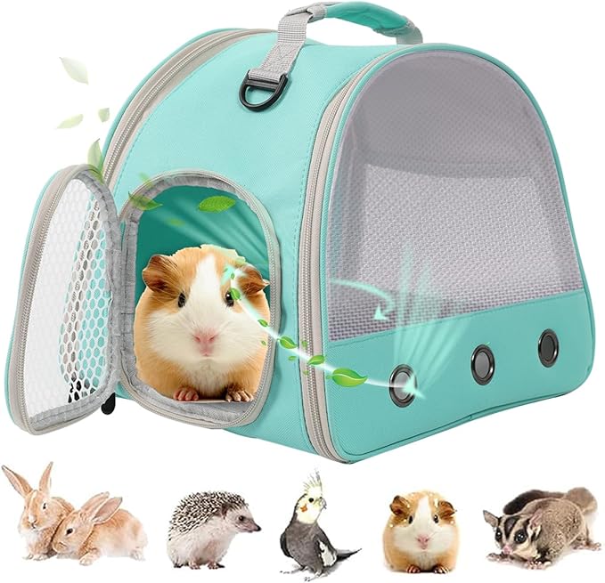 Breathable Guinea Pig Carrier Backpack with Nylon Mesh Window Portable Carrier for Guinea Pig, Bunny Bearded Dragon Bird Chinchilla Ferret Travel Outdoor