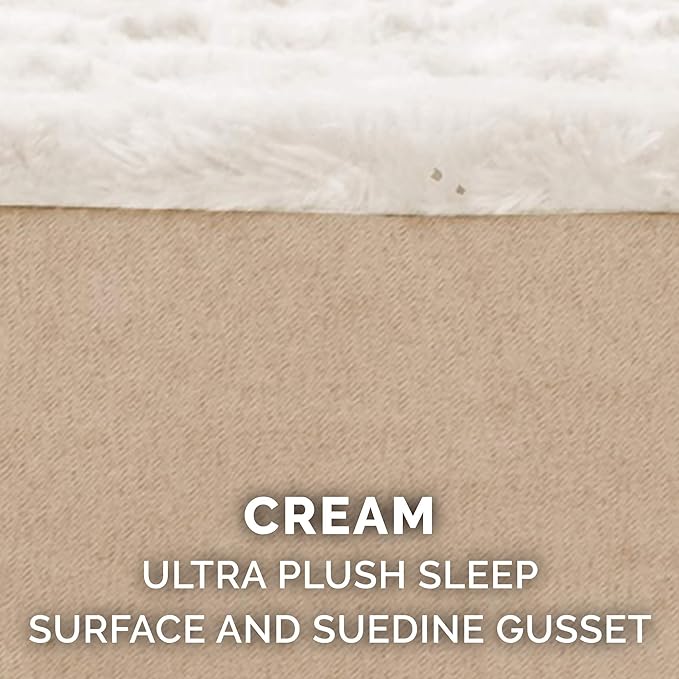 Furhaven Orthopedic Dog Bed for Large Dogs w/ Removable Washable Cover, For Dogs Up to 125 lbs - Ultra Plush Faux Fur & Suede Mattress - Cream, Jumbo Plus/XXL