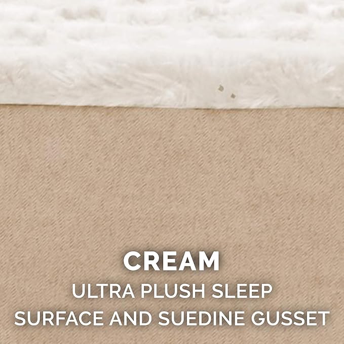 Furhaven Orthopedic Dog Bed for Large Dogs w/ Removable Washable Cover, For Dogs Up to 95 lbs - Ultra Plush Faux Fur & Suede Mattress - Cream, Jumbo/XL