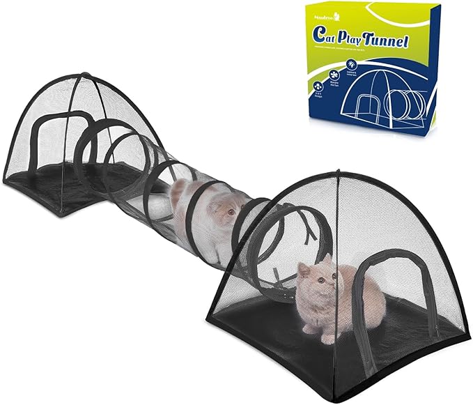 Outdoor Cat Tunnel, Pop Up Cat Tent - Outdoor Cat Playpen, Tents for Small Animals, Provides Double Fun with 2-Way Cat Playpen, Cat Tents for Outside