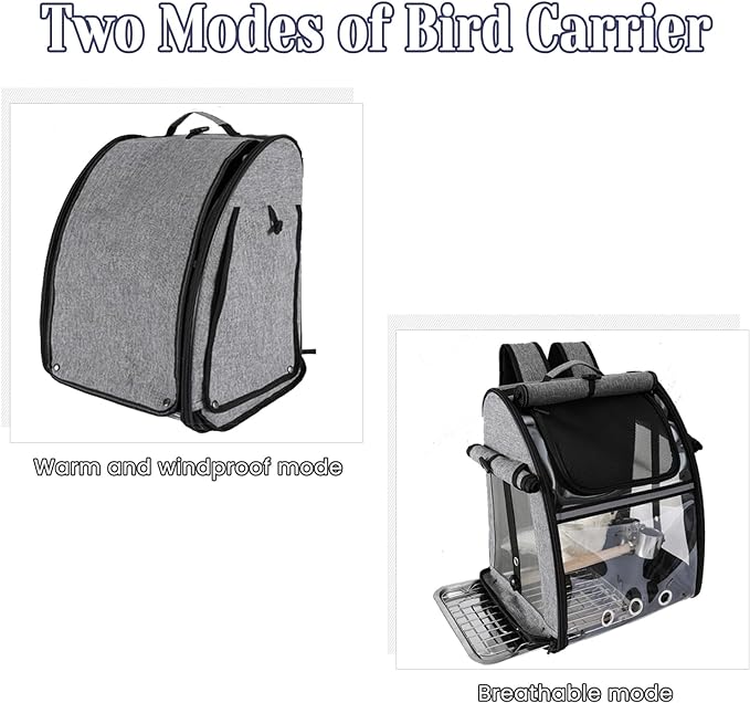 Portable Bird Carrier Backpack - Ideal Bird Travel Carrier for Parrot, Finch, Sparrow - Bird Backpack with Portable Cage