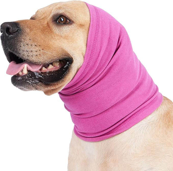 Ear Hematoma Dog No Flap Dog Ear wrap Quiet Ears Noise Cancelling Headphones Ear Snood for dogs Rose+Aqua Blue M