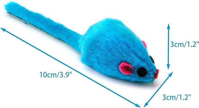 CHIWAVA 36PCS 4.1'' Furry Cat Toy Mice Rattle Small Mouse Kitten Interactive Play Assorted Color