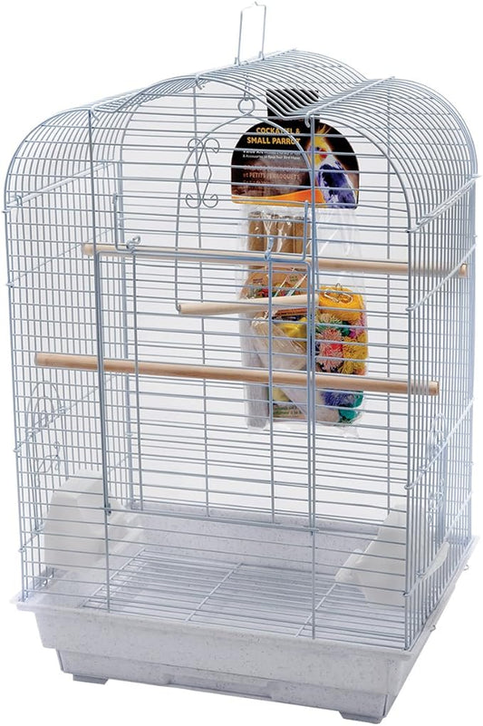 Penn-Plax Cockatiel & Small Parrot Starter Kit with Lockable Birdcage and Accessories - White