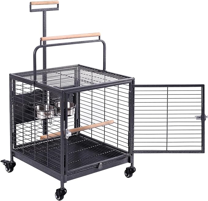Travel Bird Cage, Easy to wheel or carry. castor Wheels included