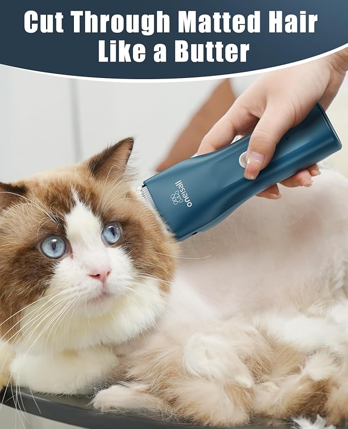 oneisall Pet Clipper for Cat Matted Hair, Pet Shaver for Cats Quiet Pet Hair Clippers Cordless Cat Clippers for Matted Hair Cat Clippers for Long Hair