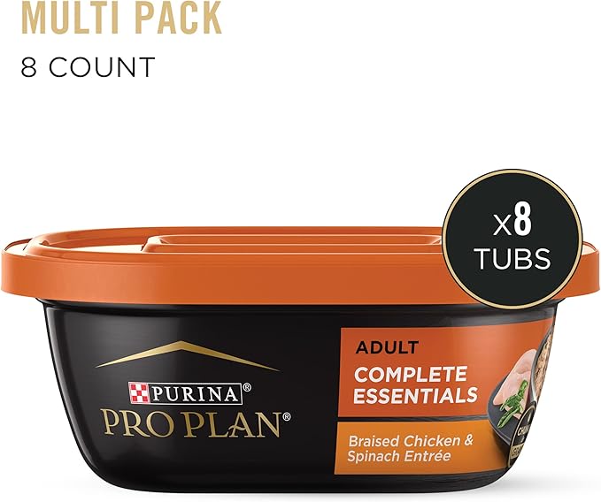 Purina Pro Plan High Protein Dog Food Gravy, Braised Chicken and Spinach Entree - (Pack of 8) 10 oz. Tubs