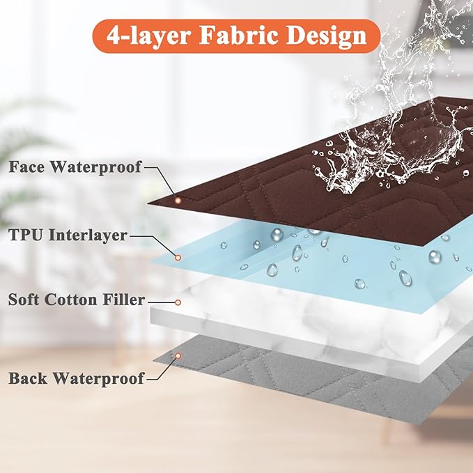 Dog Bed Covers Replacement Washable - Waterproof Dog Bed Covers Quilted, Water Absorbable Pet Puppy Bed Cover for Dog Cat, Cover Only 30Lx70Wx6H Inches Brown