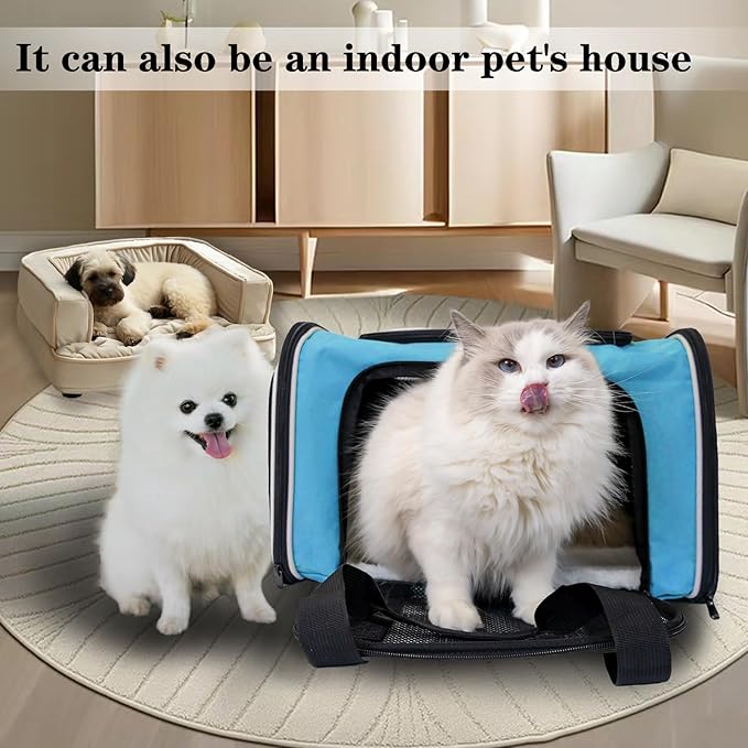 Dog Cat Carrier Pet Carriers for Small Medium Large Cats Dogs Carrier Soft Sided Small Puppy Dog Carrier Portable Foldable Airline Approved Dog Cat Travel Carrier Blue Medium