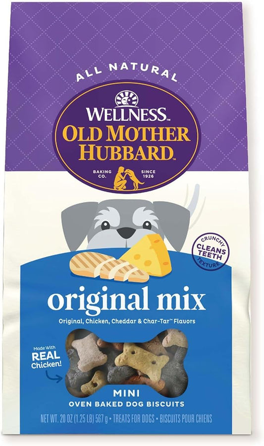 Old Mother Hubbard by Wellness Classic Original Mix Natural Dog Treats, Crunchy Oven-Baked Biscuits, Ideal for Training, Mini Size, 20 ounce bag