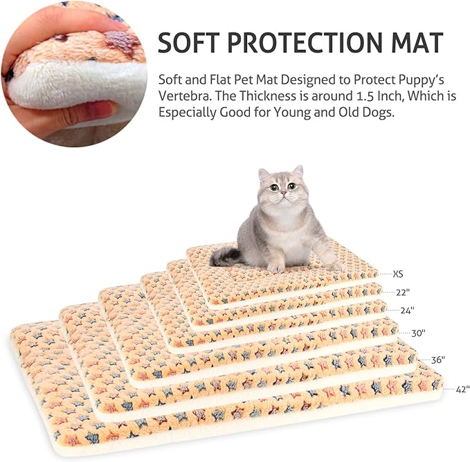 Mora Pets Cat Bed Dog Crate Pad Ultra Soft Pet Bed with Cute Star Print Washable Crate Mat for Small Dogs and Indoor Cats Reversible Fleece Dog Kennel Pad Cat Carrier Mat 14 x 17.5 inch Brown