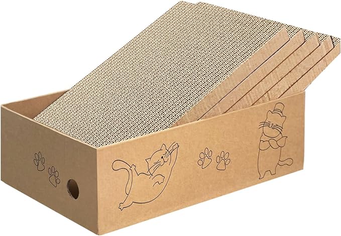 AGYM Cat Scratcher Cardboard Box for Indoor Cats 5 Packs in 1, Cat Scratching Pad Cardboard Box for Indoor Cats and Kitten, Large Size Cat Scratch Pad Board Easy for Cats to Scratch