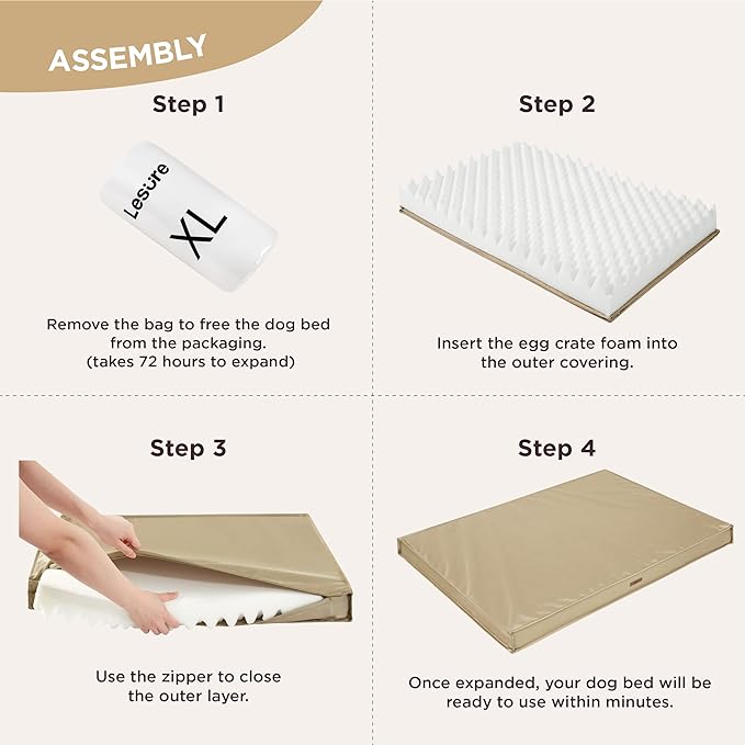 Lesure Waterproof Dog Bed for Medium Dogs - Outdoor Dog Bed with Oxford Fabric Surface, Medium Egg Orthopedic Foam Pet Bed with Removable and Durable Cover, Machine Washable