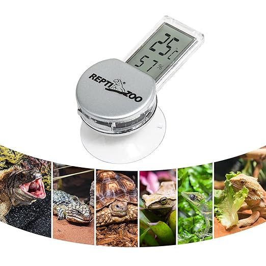 REPTI ZOO Reptile Thermometer Hygrometer with Suction Cup, Digital Thermometer Hygrometer for Reptile Rearing Box Terrarium Tank Bearded Dragon, Temperature & Humidity Gauge Fahrenheit (℉)