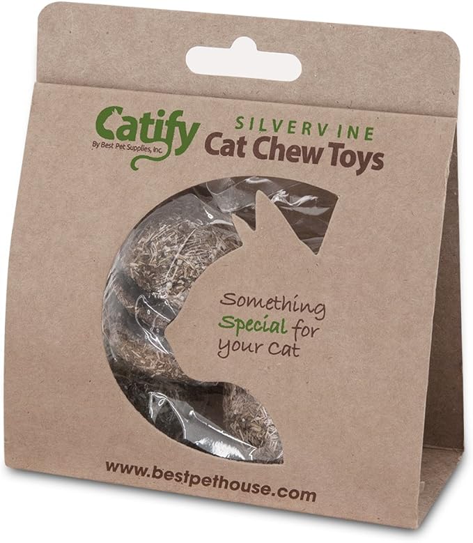 Natural Silvervine Cat Chew Toy | Interactive Silver Vine Chewing Toys with Catnip Like Effect - Trio Hamburger & Ball, 2 Packs of 3