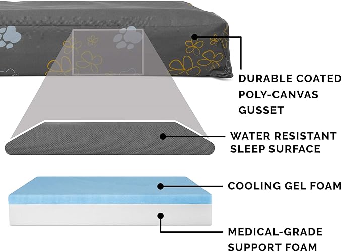 Furhaven Water-Resistant Cooling Gel Dog Bed for Small Dogs w/ Removable Washable Cover, For Dogs Up to 20 lbs - Indoor/Outdoor Garden Print Mattress - Iron Gate, Small