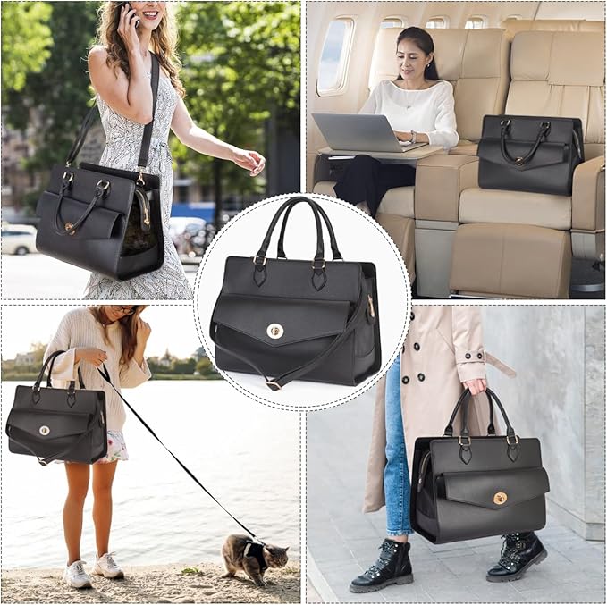 Stylish Pet Carrier Purse Leather Bag for Small Dogs Cats Puppy,Airline Approved Soft-Sided Carriers