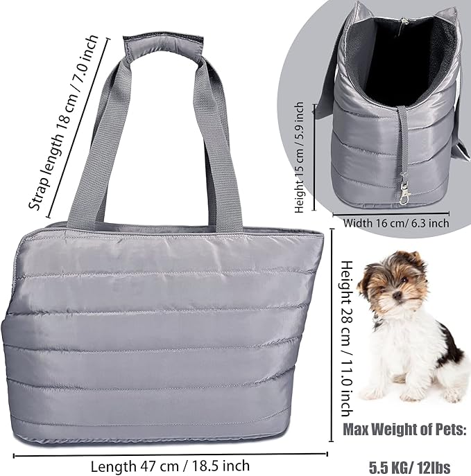 LeerKing Dog Carriers for Small Dogs Lightweight Pet Tote Bag with Polar Fleece Sturdy Puppy/Cat/Bunny Purse Bag with PVC Base Plate for Walking, Subway, Shopping, Hiking, Traveling