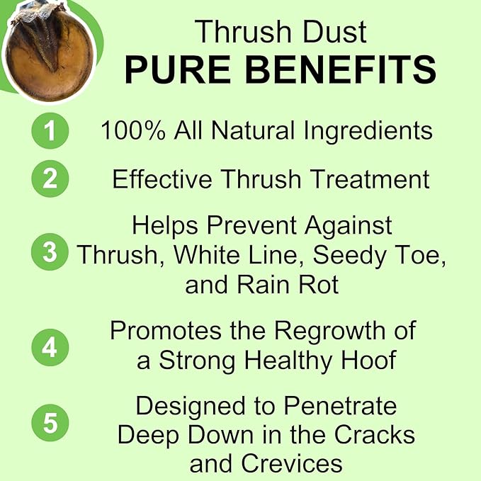 Thrush Dry Powder Treatment for Horses Thrush Dust - an All Natural Powder for Thrush Treatment 4 oz.