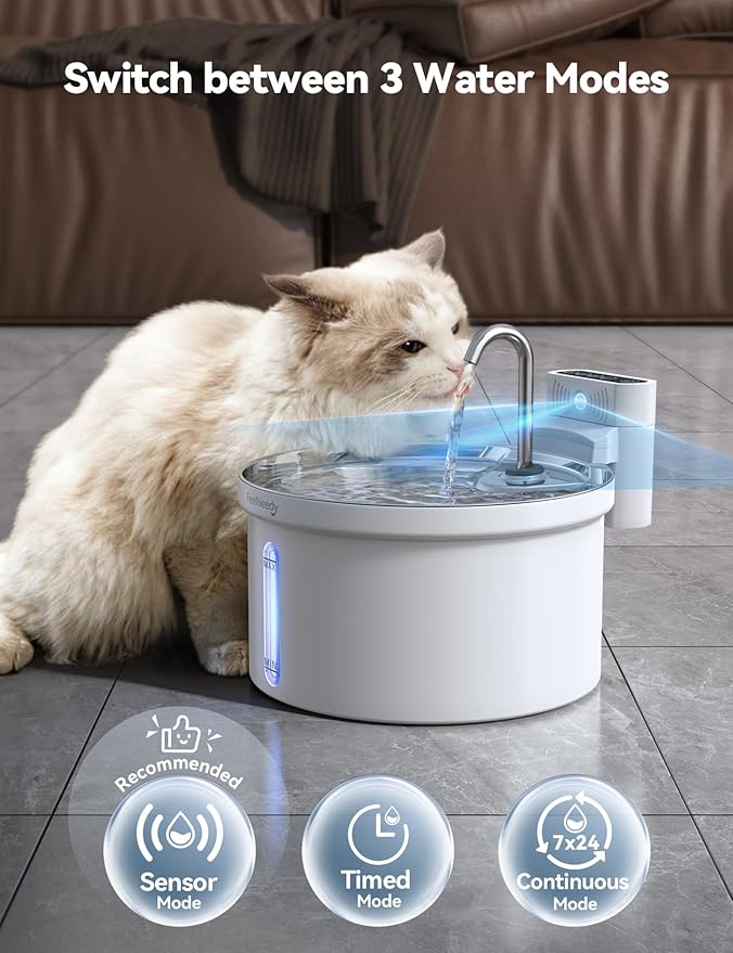 Wireless Cat Water Fountain [Water & Battery Separation] FEELNEEDY Automatic Pet Water Dispenser with Motion Sensor, 3.5L/118oz 4000mAh Battery Operated Water Fountains for Cats Dogs