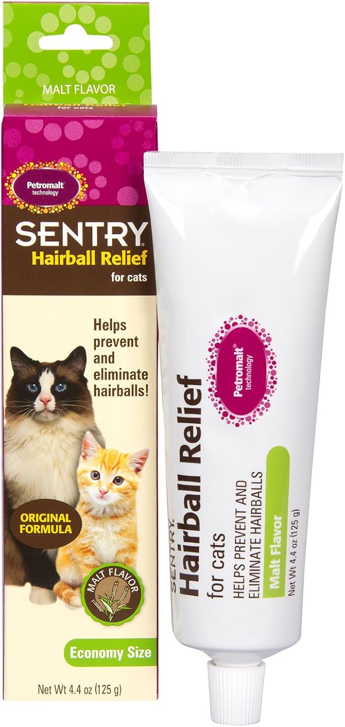 Sentry Hairball Relief for Cats,Malt Flavor,4.4 Ounces and Vet’S Best Cat Hairball Relief Digestive Aid | 60 Chewable Tablets