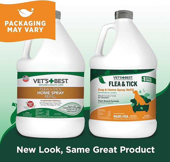 Vet's Best Flea and Tick Home Spray | Flea Treatment for Dogs and Home | Flea killer with Certified Natural Oils | 96 Ounces Refill