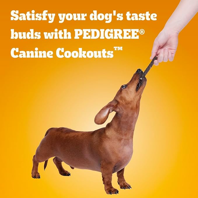 Pedigree Canine Cookout Soft Dog Treats, Beef Flavored Meaty Sticks, 5.36 oz. Bag, Pack of 7