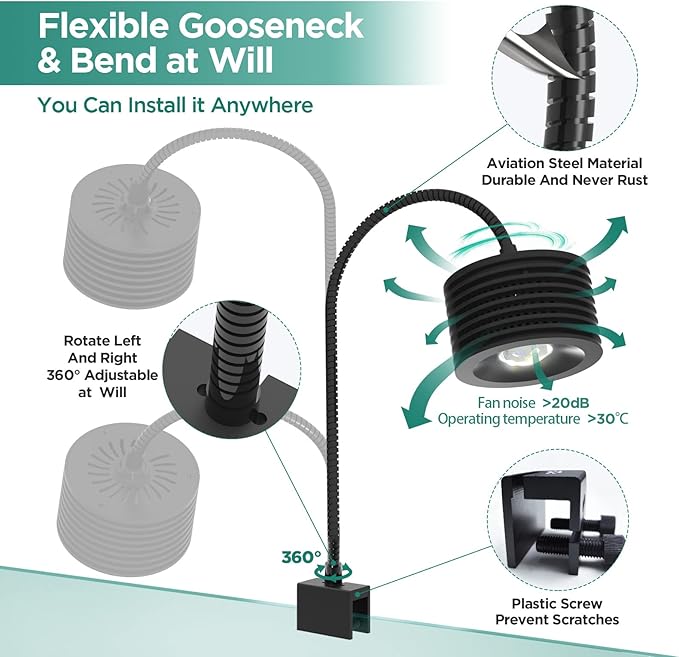 Lominie LED Aquarium Light, Planted Tank Light 4 Channels Remote Control 6500K Aquarium LED Light for Freshwater Fish Tank Refugium with Gooseneck (A20 18W Freshwater)