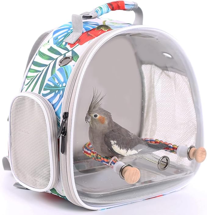 Bird Carrier Backpack with Rope Perch, Portable Bird Travel Carrier Backpack (Multi-Colored, Bird Carrier)