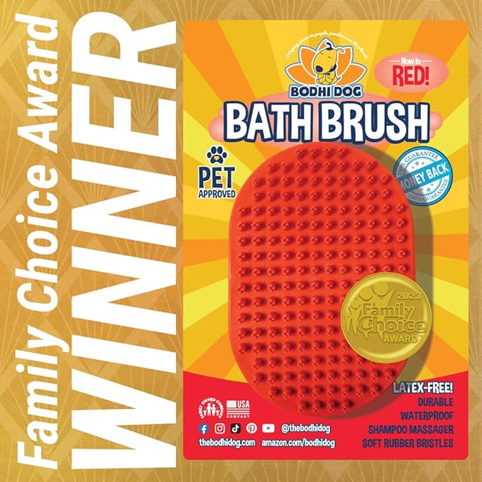 Bodhi Dog Shampoo Brush | Pet Shower & Bath Supplies for Cats & Dogs | Dog Bath Brush for Dog Grooming | Long & Short Hair Dog Scrubber for Bath | Professional Quality Dog Wash Brush