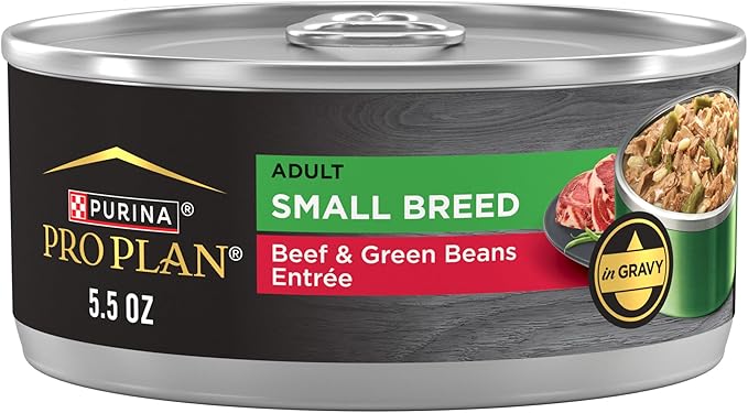 Purina Pro Plan Adult Small Breed Beef and Green Beans Entree in Gravy Wet Dog Food for Small Dogs - (Pack of 24) 5.5 oz. Cans