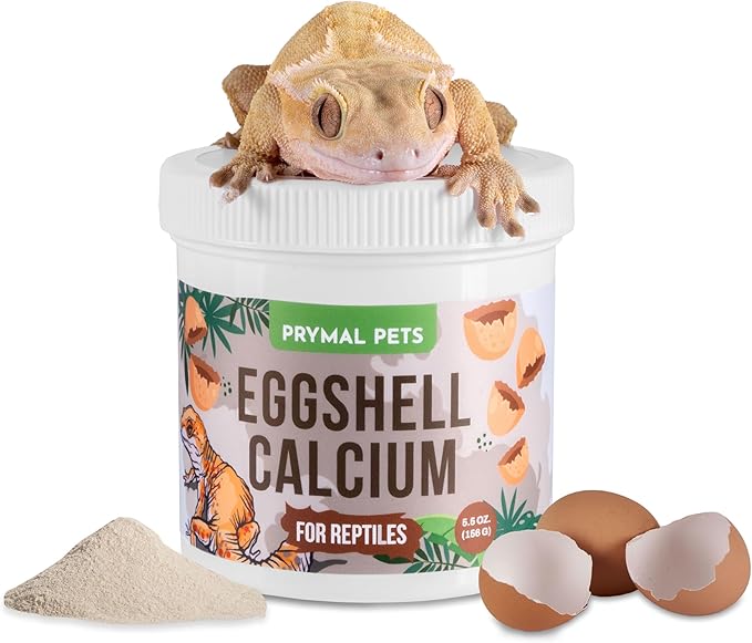 Natural Eggshell Calcium Supplement for Reptiles - Pure, D3-Free Formula for Optimal Health - Unique Eggshell Source, High Absorption, Safe & Effective - Ideal for Reptile Wellness