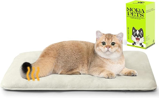 Mora Pets Cat Bed Waterproof Crate Mat Ultra Soft Pet Bed with Removable Washable Cover Anti-Slip Bottom Memory Foam Crate Pad for Small Dogs and Indoor Cats 22 x 13 inch Beige