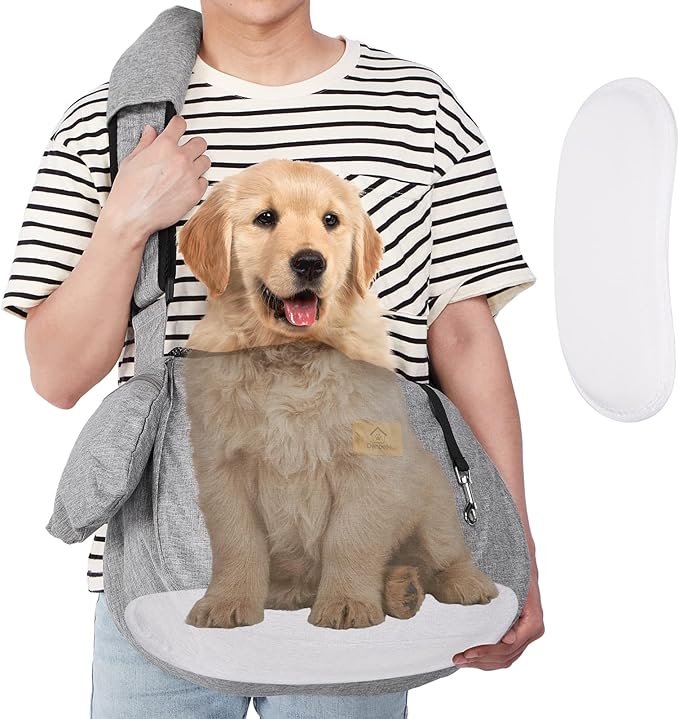 Ownpets Pet Sling Carrier, Fits 15 to 25lbs Extra-Large Dog/Cat Sling Carrier Reversible and Hands-Free Dog Bag with Adjustable Strap and Pocket Shoulder Pad for Outdoor Travel Hiking