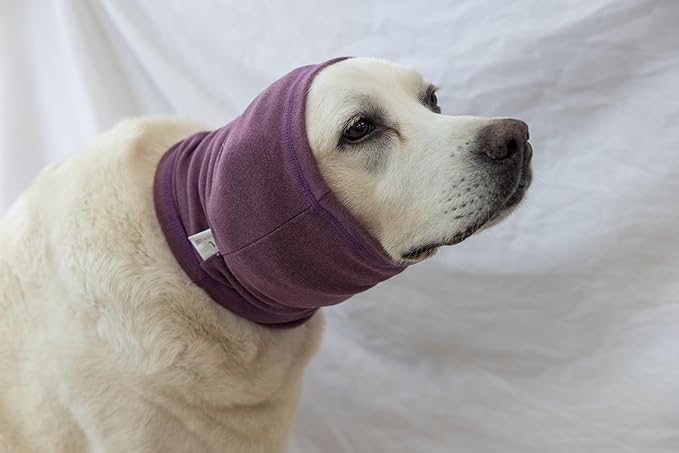 Dog Hoodies Ear Flap Head Wrap Noise Cancelling No Flap Ear Wrap Dog Head Wrap for Ear Hematoma Pail lilac+Pink L